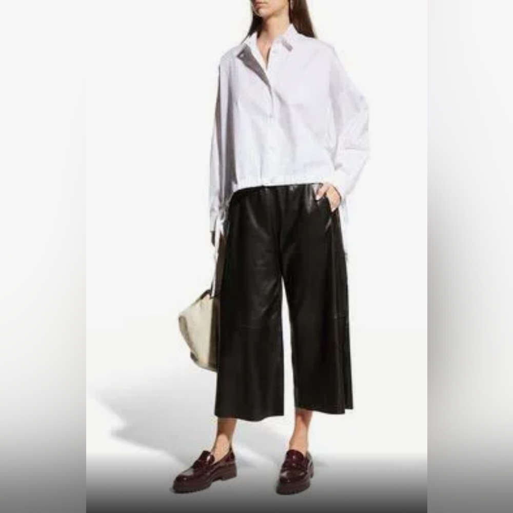 Armani Collared High-Low Top w/ Front Drawstring